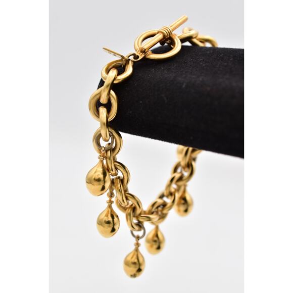 Anne Klein Vintage Charm Bracelet Gold Toggle Teardrop Dangles AK Signed BinO - Picture 3 of 12